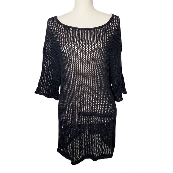 Alexander Wang Open Knit Pullover Sweater Black Size M Oversized Mesh - Picture 1 of 10